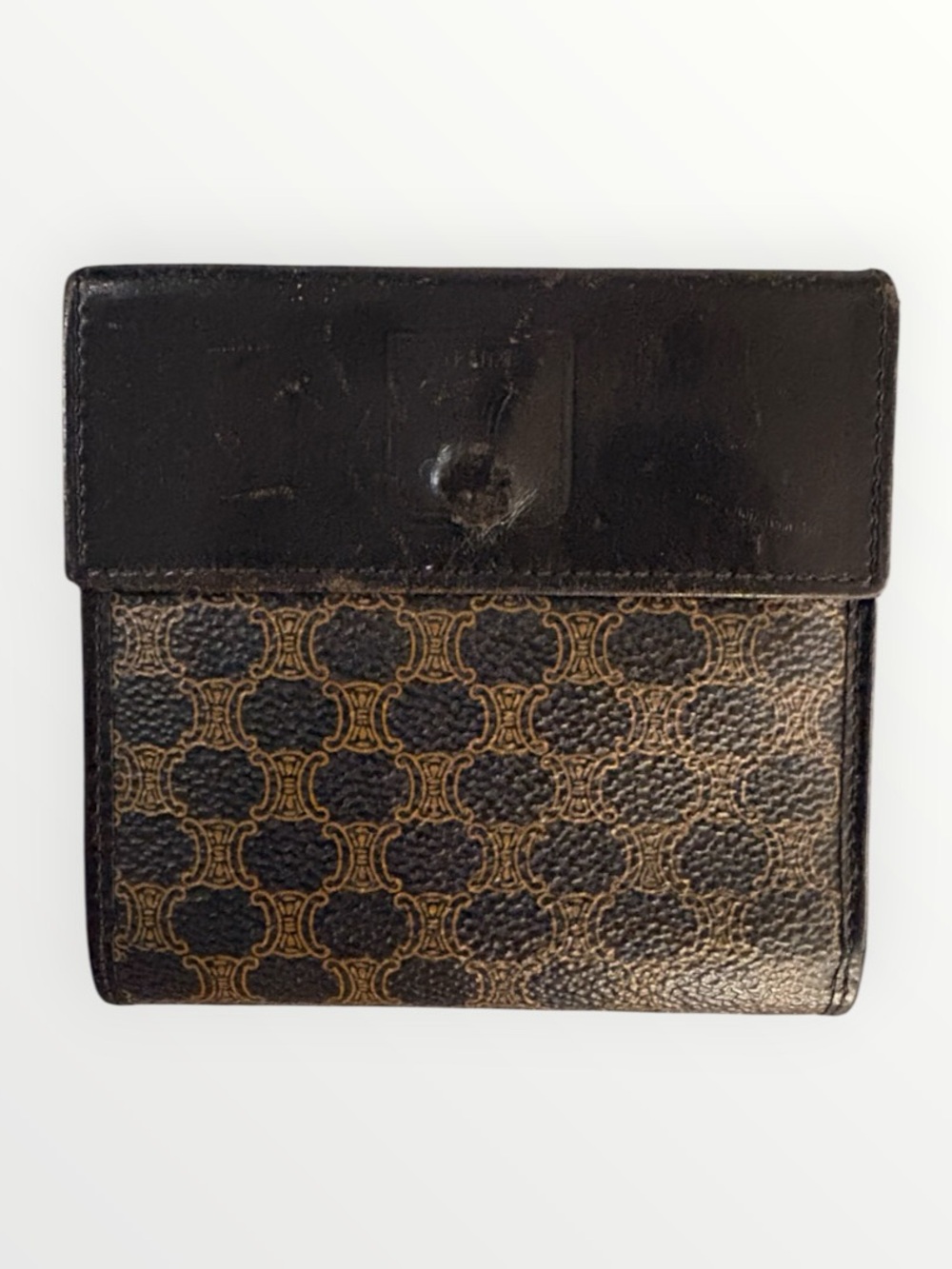 Vintage Celine Macadam Triomphe Compact Wallet – Black/Brown